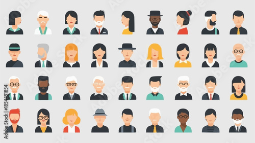 Diverse Group of People Avatars Representing Different Individuals.