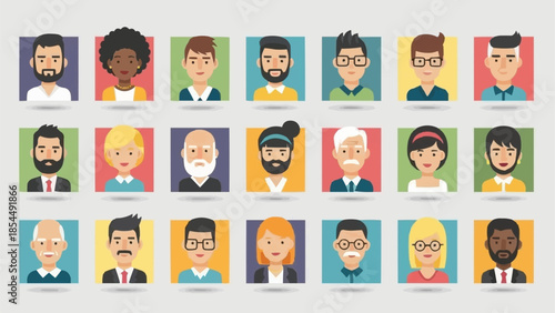 Diverse Group of People Avatars Representing Different Individuals.
