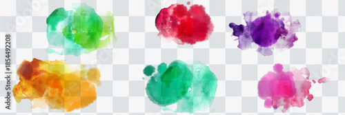 Colorful watercolor brush strokes vector. set of paint splatter illustration.