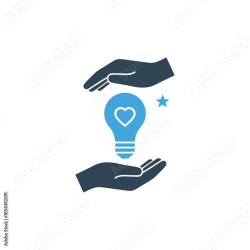 Caring hands silhouette holding a simple graduation cap icon vector illustration