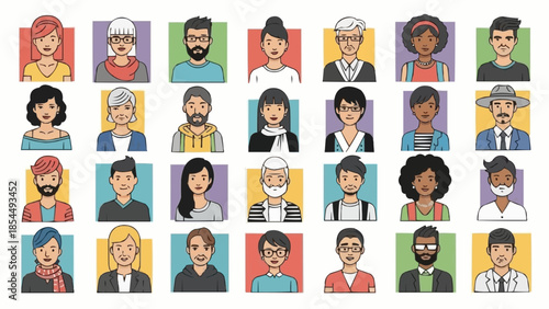 Diverse Group of People Portraits Collection.