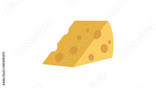 Slice of cheese block Emmental holes emoji symbol sign icon vector illustration isolated flat. 