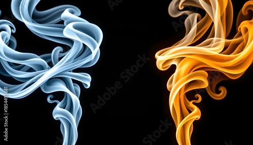 Ethereal Vapor Plumes Blue and Fire Colors