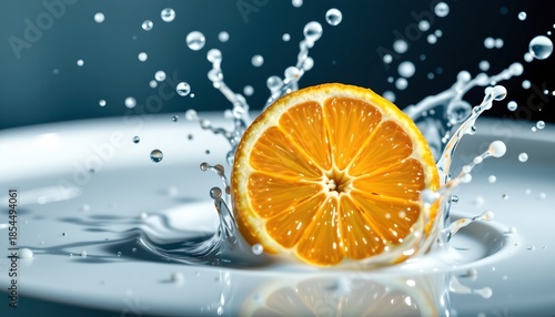 Vibrant Citrus Slice Splash Refreshing Motion
