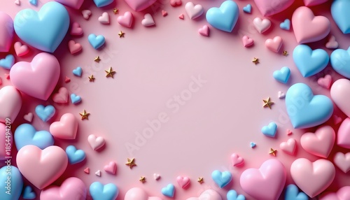 Pastel Heart and Star Frame with Dreamy Soft Lighting