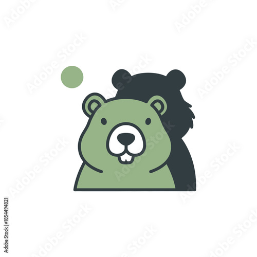Groundhog day shadow icon with groundhog next to simple thermos silhouette vector illustration