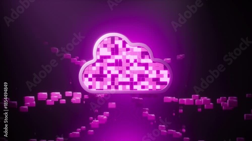 Futuristic Cloud Server Data Upload Background