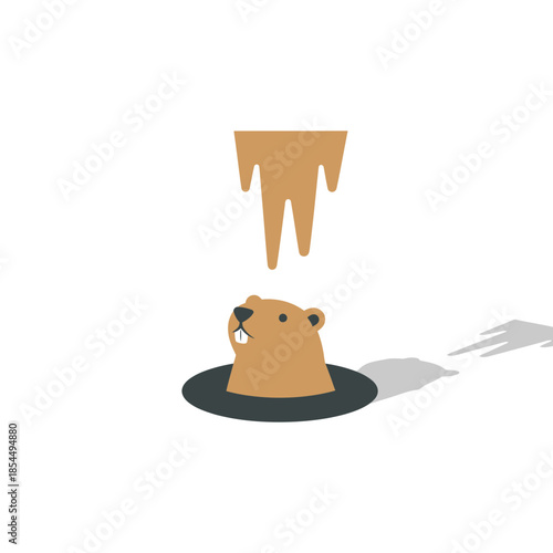 Groundhog day shadow icon with groundhog and single boot silhouette vector illustration