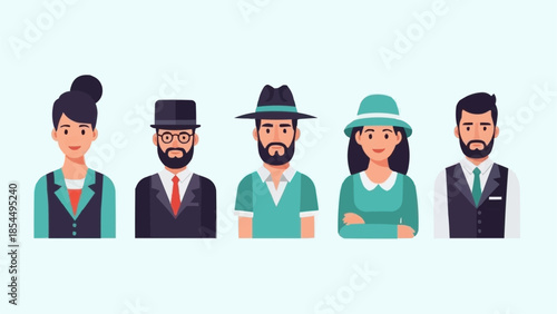 Diverse Group of People Representing Different Professions and Styles.