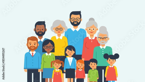 Diverse group of people representing multiple generations of a family.