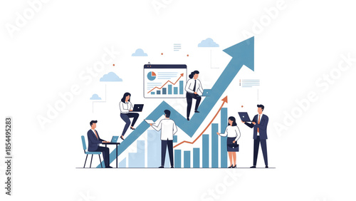 3D illustration of a successful businessman pushing a finance arrow up a growth graph to represent market progress and achievement.