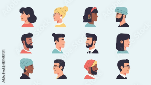 Diverse Group of People Profile Illustrations.