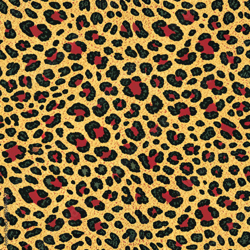 Vibrant Red and Black Leopard Print Texture