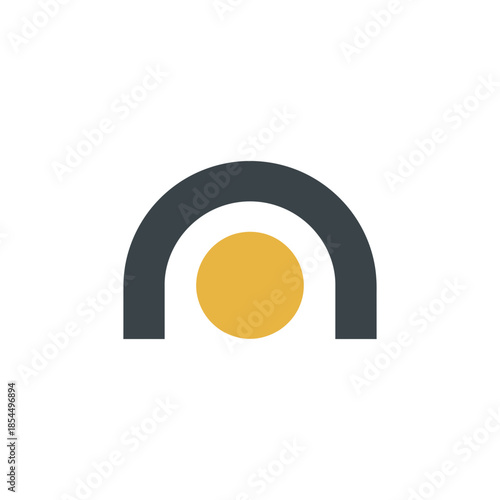 Sunrise art minimal filled mountain valley sunrise with v shape peaks vector illustration