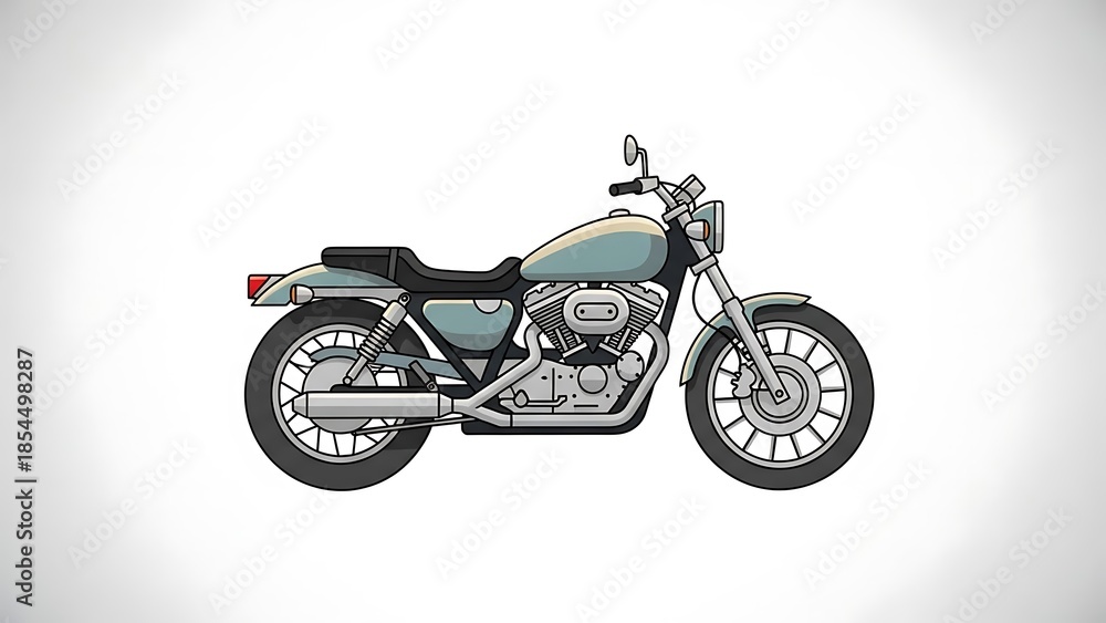 Fototapeta premium Classic Motorcycle Illustration - Detailed Side View of a Vintage Cruiser.