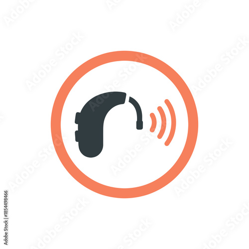World hearing day hearing aid symbol two layer device build overlapping shapes vector illustration