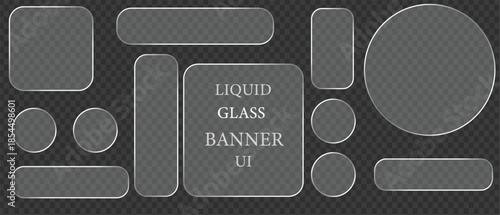 A set of grey glass banner ui elements for a website or application interface
