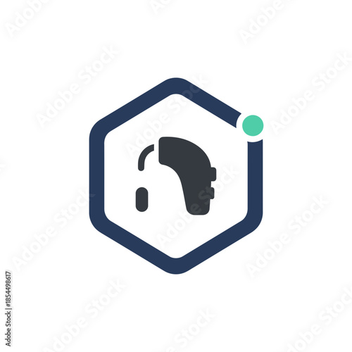 World hearing day hearing aid symbol geometric frame thick hexagon ring vector illustration