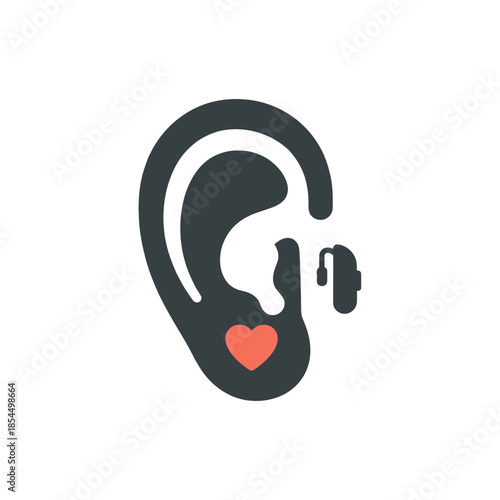 World hearing day hearing aid symbol family care nested ear silhouettes vector illustration