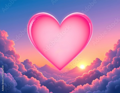 Romantic Fantasy Heart Over Sunset