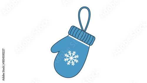 Blue Christmas Mittens with Snowflake.