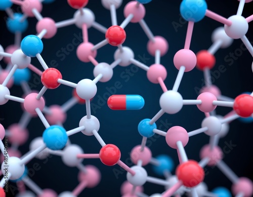 Molecular Structure Medication Against Dark Background