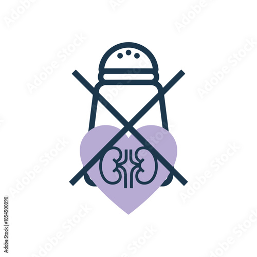 World kidney day healthy lifestyle line art bold outline salt shaker cross band vector illustration