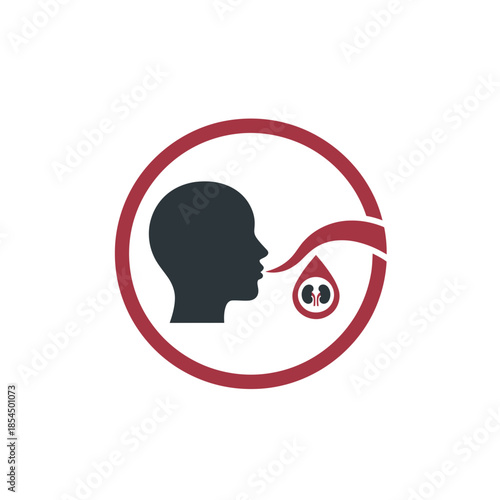 World kidney day healthy lifestyle mindful breathing face profile silhouette vector illustration