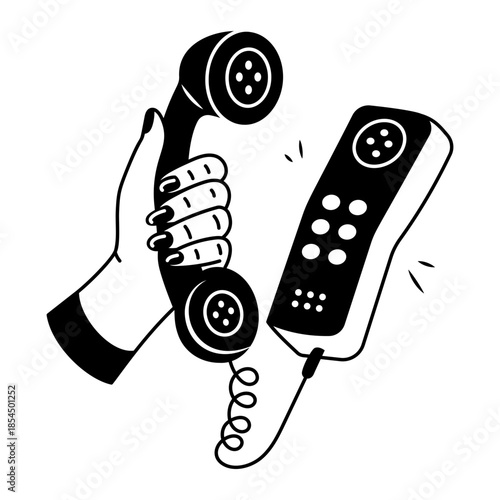 A doodle style illustration depicting a cordless phone