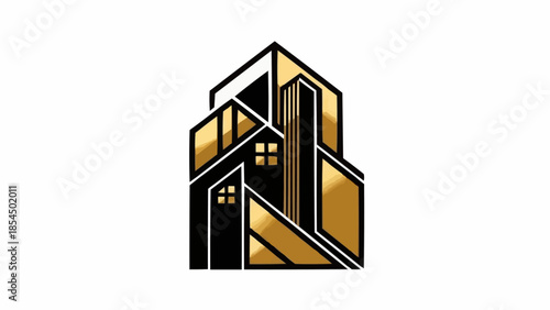 Modern Abstract Building Logo Design Illustrates Urban Architecture.