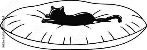 Cat Silhouette Cozy Sleep With Pillow