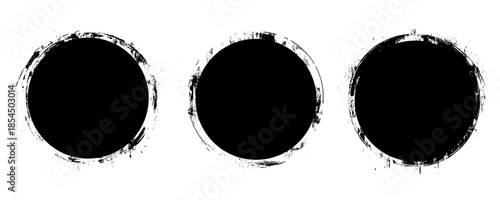 Set of grunge round frames Enso zen vector Paint Brush Stroke Circle Isolated. Set different circle brush stroke. 
