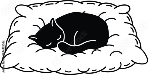 Sleeping Kitten Silhouette Hugging Pillow