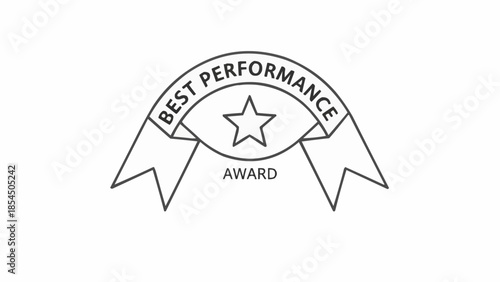Best Performance Award Ribbon with Star and Text.