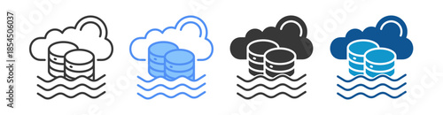 Data Lake Icon Set Multiple Style Collection