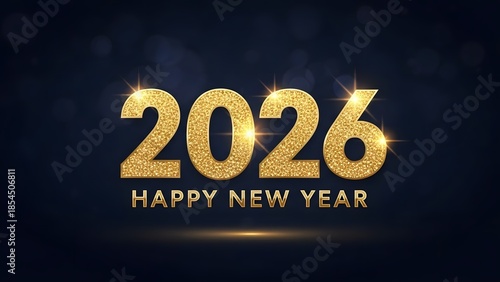 Happy New Year 2026 Golden Glitter Celebration