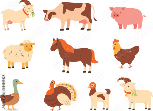 Farmyard Friends: A vibrant ensemble of farm animals. From the gentle cow to the playful pig, and the majestic horse, this scene captures the simple joys of rural life.