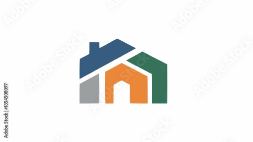 Abstract Colorful House Building Logo Design Concept Icon Vector.