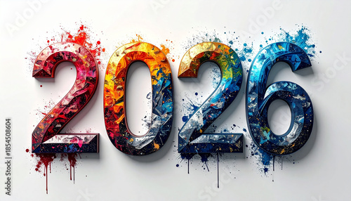 Font New Year 2026 on White Background