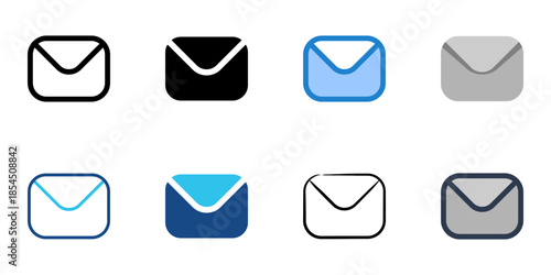 Mail icons set multiple style collection. Editable stroke

