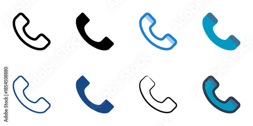 Call icons set multiple style collection. Editable stroke
