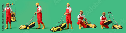 Set of male gardener with l...