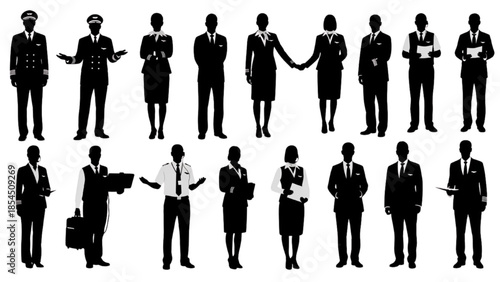 Collection of Silhouettes Representing Various Professions and Roles