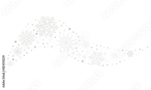Elegant winter snowflake border with stars and sparkling elements in a curved wave design on a isolated background. Perfect for Christmas cards, holiday invitations, and seasonal marketing.
