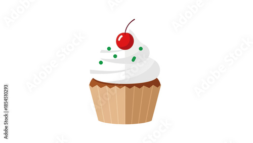 Cupcake with Cherry and Frosting.