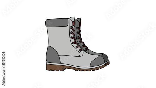 Gray Hiking Boot with Laces 1.