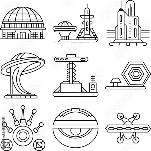 Futuristic Science Fiction Line Art