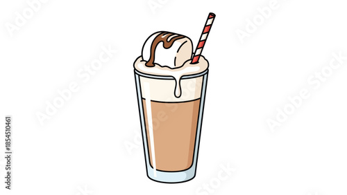 Illustration of Coffee Milkshake with Whipped Cream.
