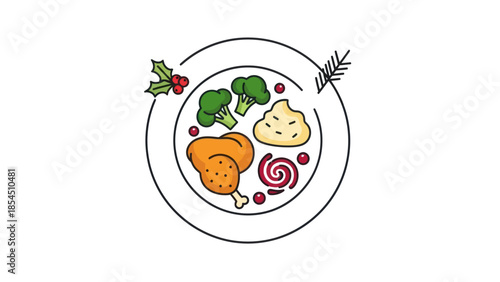 Illustration of Roasted Chicken Meal.