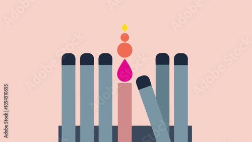 The concept of individuality illustrated by a match with a vibrant flame